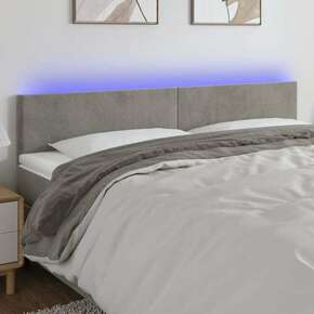 Greatstore LED posteljno vzglavje svetlo sivo 160x5x78/88 cm žamet