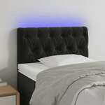Greatstore LED posteljno vzglavje črno 80x7x78/88 cm žamet