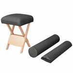 shumee Zložljiv masažni stolček z 12 cm debelim sedežem 2 blazini črn
