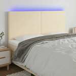 Vidaxl LED posteljno vzglavje krem 200x5x118/128 cm blago