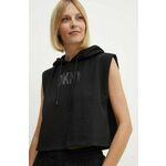 Pulover Dkny ženski, črna barva, s kapuco, DP4T9673 - črna. Pulover s kapuco iz kolekcije Dkny, izdelan iz pletenine z nalepko. Model iz izjemno udobne tkanine z visoko vsebnostjo bombaža.
