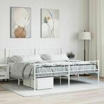 Greatstore Kovinski posteljni okvir z vzglavjem in vznožjem bel 180x200 cm