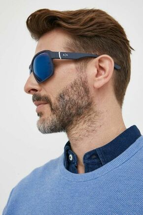 Sončna očala Armani Exchange moški - modra. Sončna očala iz kolekcije Armani Exchange. Model z zrcalnimi stekli in okvirjem iz plastike.