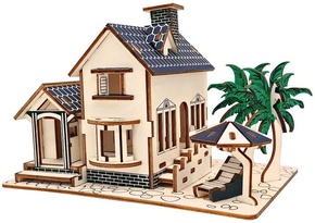 Woodcraft Lesena 3D sestavljanka Hiša na plaži