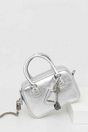 Usnjena torbica Pinko srebrna barva
