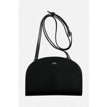 Usnjena torbica A.P.C. Demi Lune črna barva - črna. Majhna torbica iz kolekcije A.P.C. Model na zapenjanje, izdelan iz naravnega usnja.