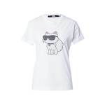 Bombažna kratka majica Karl Lagerfeld bela barva - bela. Kratka majica iz kolekcije Karl Lagerfeld. Model izdelan iz pletenine z nalepko. Lahek in udoben model, idealen za vsakodnevno nošenje.