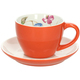 TOGNANA skodelica za belo kavo s podstavkom Milk and Breakfast Time 320ml, oranžna, porcelan