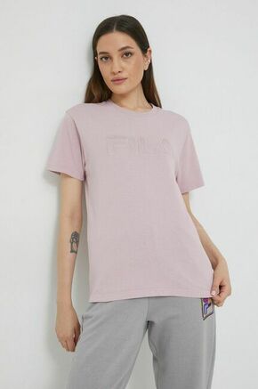 Bombažna kratka majica Fila roza barva - roza. Kratka majica iz kolekcije Fila. Model izdelan iz tanke