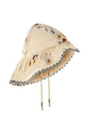 Otroški bombažni klobuk Konges Sløjd bež barva - bež. Otroške klobuk iz kolekcije Konges Sløjd. Model z ozkim robom
