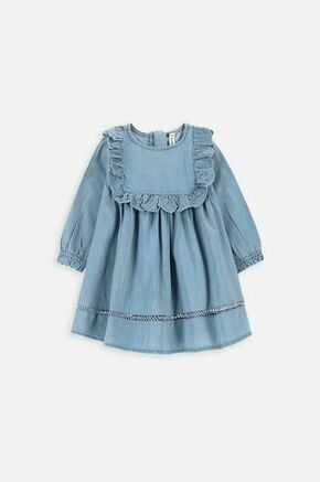 Otroška bombažna obleka Coccodrillo - modra. Obleka za dojenčke iz kolekcije Coccodrillo. Nabran model