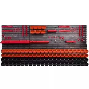 Botle Stenska plošča za orodje 173 x 78 cm z 95 kos Škatla viseče Oranžna in Črna škatle plastika XL
