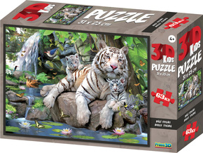 PRIME 3D PUZZLE - Biele tigre 63 dielikov