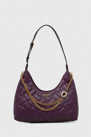 Torbica Guess vijolična barva - vijolična. Srednje velika torbica iz kolekcije Guess. Model na zapenjanje