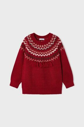 Otroški pulover Mayoral rdeča barva - rdeča. Otroške Pulover iz kolekcije Mayoral. Model izdelan iz vzorčaste pletenine. Model iz tkanine