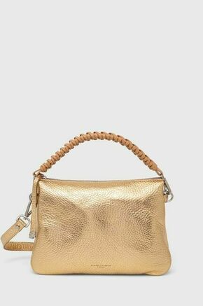 Usnjena torbica Gianni Chiarini zlata barva - zlata. Majhna torbica iz kolekcije Gianni Chiarini. Model na zapenjanje