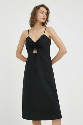 Bombažna obleka Levi's črna barva - črna. Casual obleka iz kolekcije Levi's. Model izdelan iz enobarvne tkanine. Model iz izjemno udobne in zračne tkanine je idealen za toplejše letne čase.