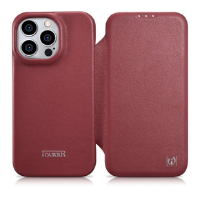 ICARER ce premium leather folio case iPhone 14 pro max magnetic flip cover magsafe red (wmi14220716-rd)