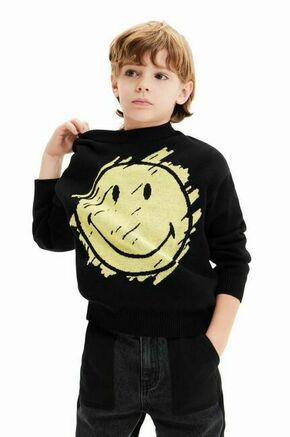 Otroški pulover Desigual črna barva - črna. Otroški pulover iz kolekcije Desigual. Model izdelan iz pletenine s potiskom.