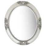 Greatstore Stensko ogledalo v baročnem stilu 50x60 cm srebrno