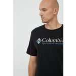 Kratka majica Columbia moški, črna barva - črna. Kratka majica iz kolekcije Columbia. Model izdelan iz tanke, rahlo elastične pletenine.