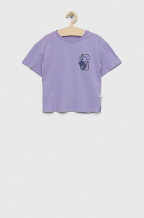 Otroška bombažna kratka majica GAP vijolična barva - vijolična. Otroški Lahkotna kratka majica iz kolekcije GAP. Model izdelan iz vzorčaste pletenine.