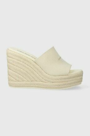 Espadrile Calvin Klein Jeans Slide Wedge Rope Sandal Ml Btw YW0YW01356 Creamy White YBI