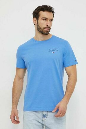 Bombažna kratka majica Tommy Hilfiger - modra. Majica s kratkimi rokavi iz kolekcije Tommy Hilfiger