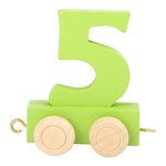 WEBHIDDENBRAND Leseni vagon vlaka - barvne številke - številka 5, Velikost: ca. 5x3x6 cm Starost: 3+ V izbrano sporočilo napišite izbrano številko