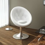 Barski stolček belo umetno usnje