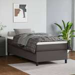 vidaXL Box spring postelja z vzmetnico siv 90x190 cm umetno usnje