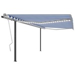 Vidaxl Ročno zložljiva tenda z LED lučkami 4x3,5 m modra in bela