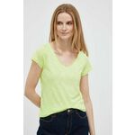 Kratka majica Sisley ženski, rumena barva - rumena. Lahkotna kratka majica iz kolekcije Sisley, izdelana iz tanke, elastične pletenine. Model iz zračne tkanine z visoko vsebnostjo bombaža.