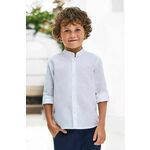 Otroška srajca s primesjo lanu Mayoral bela barva - bela. Otroški srajca iz kolekcije Mayoral, izdelana iz enobarvne tkanine. Model iz zračne tkanine z visoko vsebnostjo bombaža.