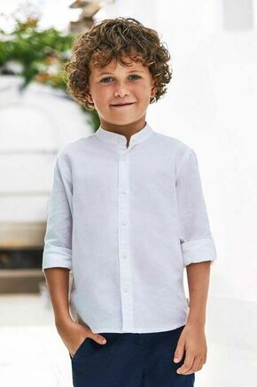 Otroška srajca s primesjo lanu Mayoral bela barva - bela. Otroški srajca iz kolekcije Mayoral