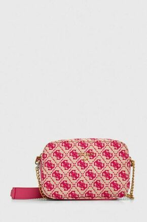 Otroška torbica Guess roza barva - roza. Majhna torbica iz kolekcije Guess. Model na zapenjanje