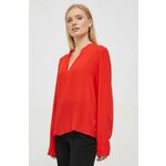 Majica Tommy Hilfiger ženska, rdeča barva - rdeča. Bluza iz kolekcije Tommy Hilfiger, izdelana iz enobarvne tkanine. Model iz izjemno udobne, zračne tkanine.