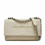 Ročna torba Calvin Klein Jeans Sculpted Ew Flap Wichain25 Mono K60K612221 Écru