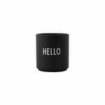 Črn porcelanast lonček Design Letters Favourite Hello
