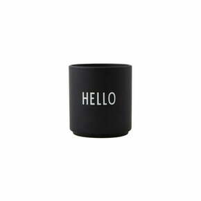 Črn porcelanast lonček Design Letters Favourite Hello