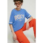 Bombažna kratka majica Roxy Essential Energy ženska, ERJKT04120 - modra. Lahkotna kratka majica iz kolekcije Roxy, izdelana iz pletenine, prijetne na otip. Model iz visokokakovostnega in trajnostnega materiala.