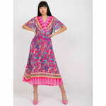 ITALY MODA Ženska obleka z orientalskim motivom KARENZA roza DHJ-SK-11331-3.61_386808 Univerzalni