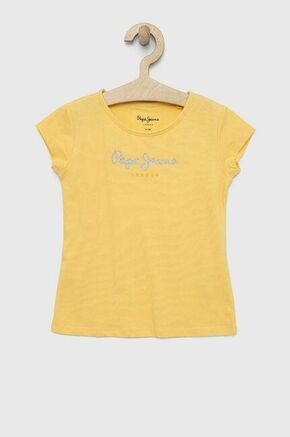 Otroška kratka majica Pepe Jeans Rumena barva - rumena. Otroški kratka majica iz kolekcije Pepe Jeans. Model izdelan iz pletenine s potiskom.