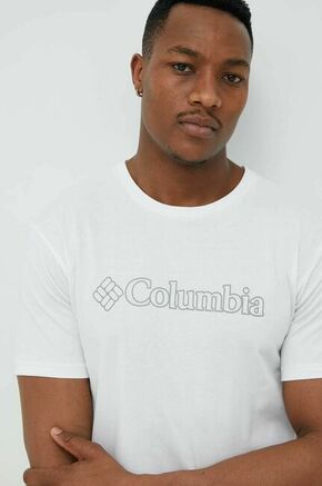 Športna kratka majica Columbia Pacific Crossing II bela barva - bela. Športna kratka majica iz kolekcije Columbia. Model izdelan iz materiala