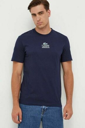 Bombažna kratka majica Lacoste mornarsko modra barva - mornarsko modra. Kratka majica iz kolekcije Lacoste
