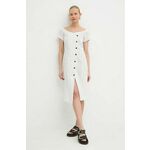Obleka Marella bela barva, 2413221012200 - bela. Obleka iz kolekcije Marella. Model izdelan iz vzorčaste tkanine. Model iz izjemno udobnega, visokokakovostnega materiala.