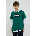 Bombažna kratka majica Levi's , zelena barva - zelena. Lahkotna kratka majica iz kolekcije Levi's. Model izdelan iz tanke, elastične pletenine.