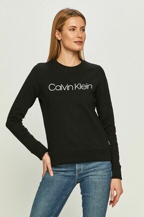 Calvin Klein bombažni pulover - črna. Pulover iz zbirke Calvin Klein. Model narejen iz tiskane tkanine.