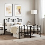 vidaXL Kovinski posteljni okvir z vzglavjem in vznožjem&nbsp;črn 120x200 cm