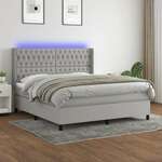 Box spring postelja z vzmetnico LED sv. siva 180x200 cm blago - vidaXL - Siva - 180 x 200 cm - vidaXL